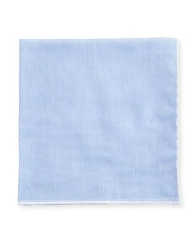 Tom Ford Woven Solid Pocket Square In Light Blue