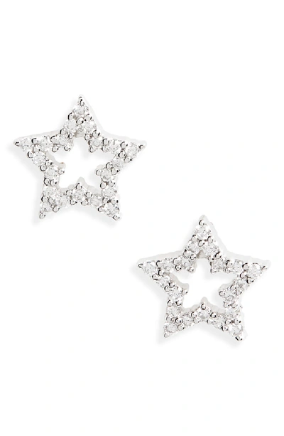 Roberto Coin Diamond Star Stud Earrings In 18k White Gold