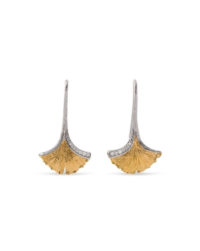Michael Aram Butterfly Ginkgo Leaf Drop Earrings With Diamonds