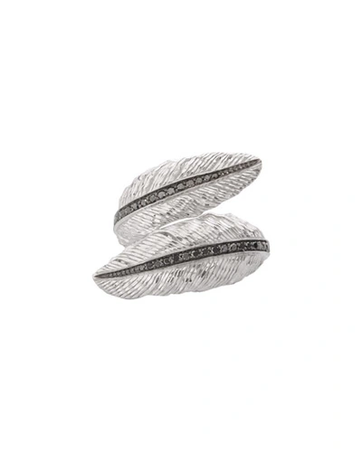 Michael Aram Sterling Silver Feather Bypass Ring With Diamonds