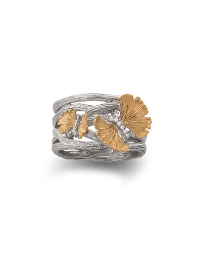 Michael Aram Women's Butterfly Ginkgo Sterling Silver, 18k Yellow Gold, & Diamond Ring