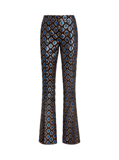 Flared Trousers With Geometric Pattern In Black