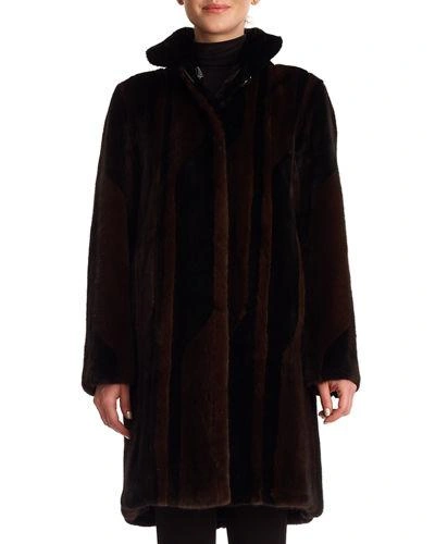 Gorski Mink Intarsia Reversible Stroller Coat In Black/brown