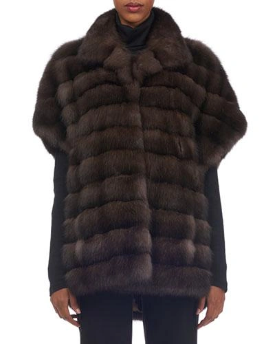 Tsoukas Cap-sleeve Sable Fur Vest In Brown