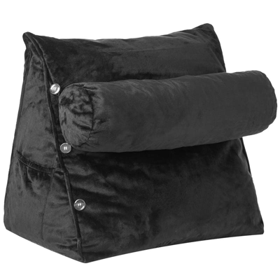 Cheer Collection Extra Large Wedge Shaped Reading And Tv Pillow With Adjustable Neck Pillow In Black