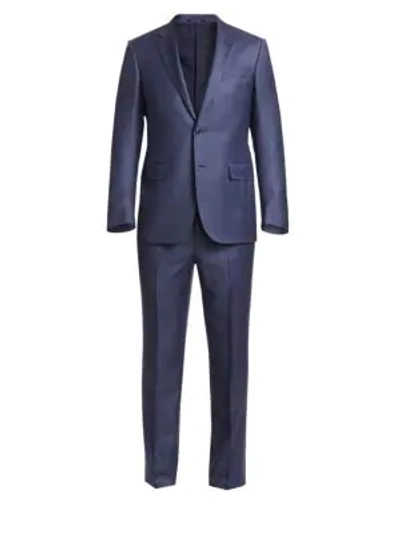 Ermenegildo Zegna Men's Solid Wool Textured Suit In Light Blue