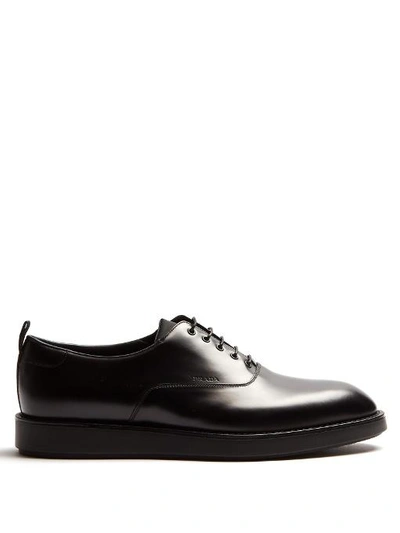 Prada Rubber Sole Oxford Shoes In Black