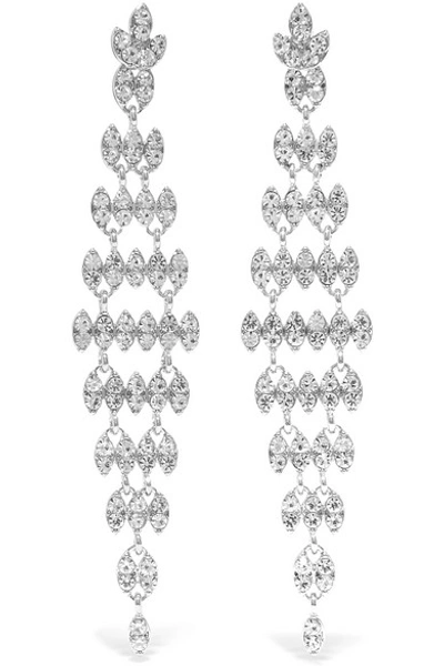Kenneth Jay Lane Silver And Rhodium-plated Crystal Earrings
