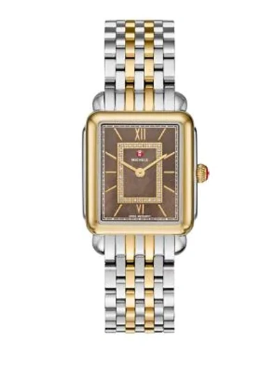 Michele Watches Deco Ii 18mm Two-tone Stainless Steel Bracelet In Silver Gold