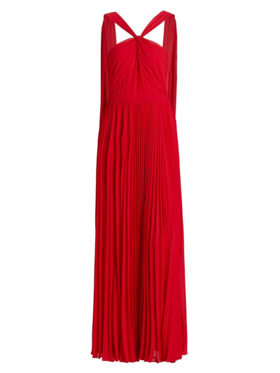 Amur Women's Peri Pleated Halter Gown In Red