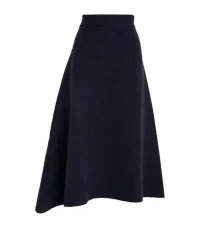 Jil Sander Reversible Wool-blend Interlock-jersey Midi Skirt In Blue