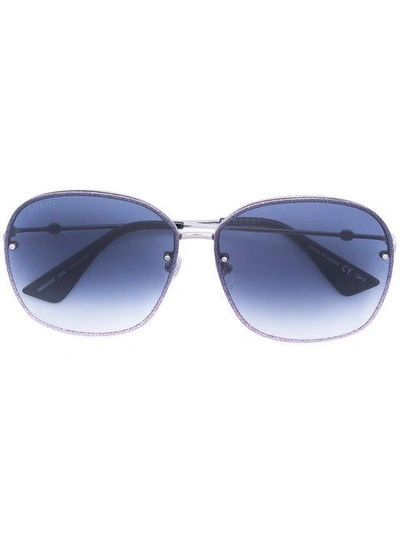 Gucci Eyewear Glitter Rim Round Sunglasses - Purple