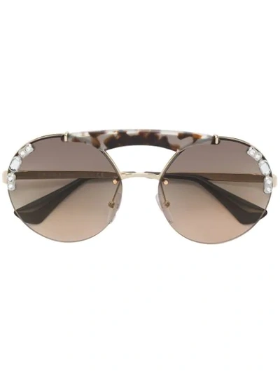 Prada Crystal Embellished Sunglasses In C3o3d0