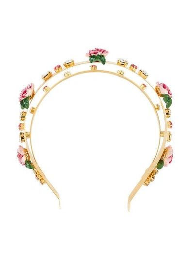 Dolce & Gabbana Embellished Double Hair Band In Multi
