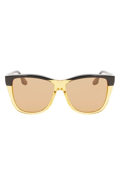 Victoria Beckham 57mm Gradient Lens Cat Eye Sunglasses In Black-champagne