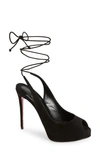 Christian Louboutin Suede Peep-toe Red Sole Pumps In Black