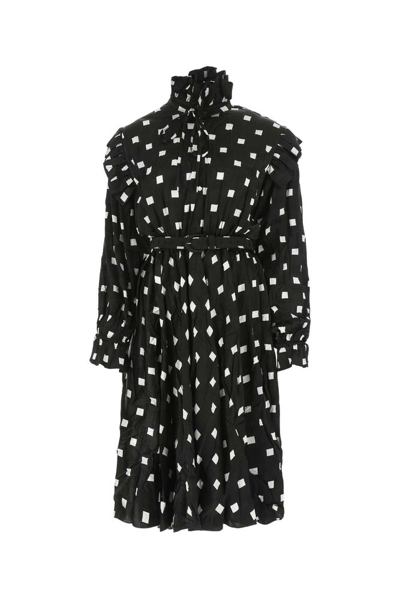 Balenciaga Printed Midi Dress In Black