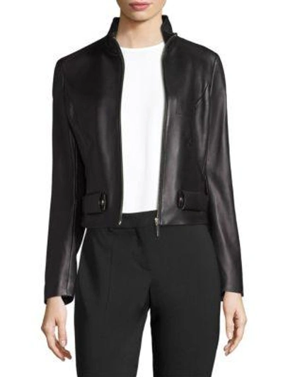 Hugo Boss Sanuvo Leather Jacket In Black