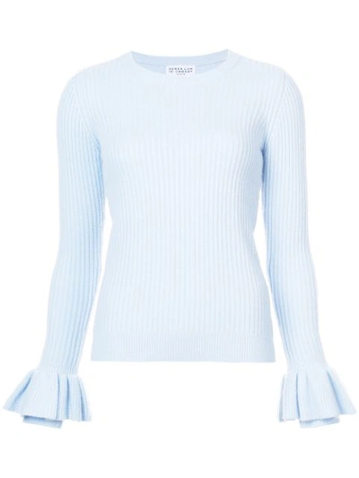 Derek Lam 10 Crosby Sweater With Ruffle Sleeves In Blue
