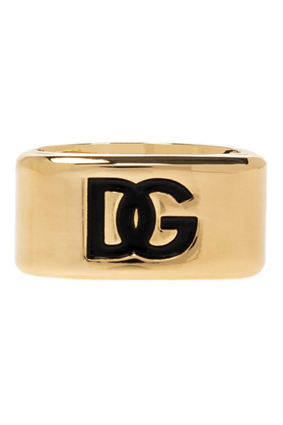Dolce & Gabbana Dg Engraved-logo Ring In Gold