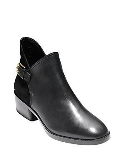 Cole Haan Althea Leather And Suede Buckle Booties In Java