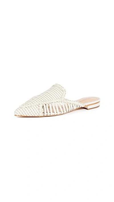 Schutz Marli Woven Leather Mules In Pearl