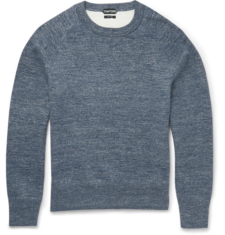 Tom Ford Slim-fit Double-faced Knitted Cotton-blend Sweatshirt In Storm ...