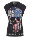 Philipp Plein T-shirt Round Neck Ss "costa Blu" In Black