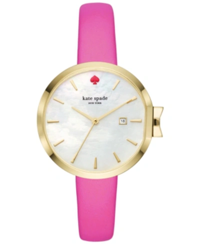 Kate Spade Park Row Watch In Bazooka Pink/gold