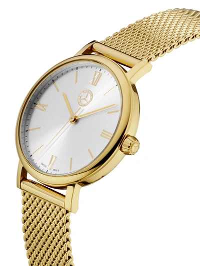 Pre-owned Mercedes-benz Mercedes Benz Original Women's Wrist Band Watch " Classic Lady Roman Gold " Ed