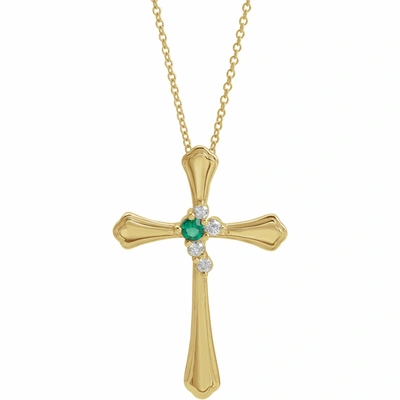Pre-owned Everydaymomstore Cross 14k Gold 1 To 6 Round Stones Mother's Pendant, Family Jewelry Moms Gift