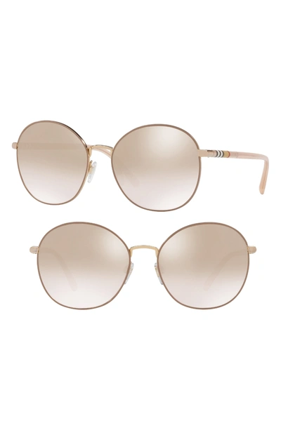 Burberry 56mm Gradient Round Sunglasses - Pale Gold