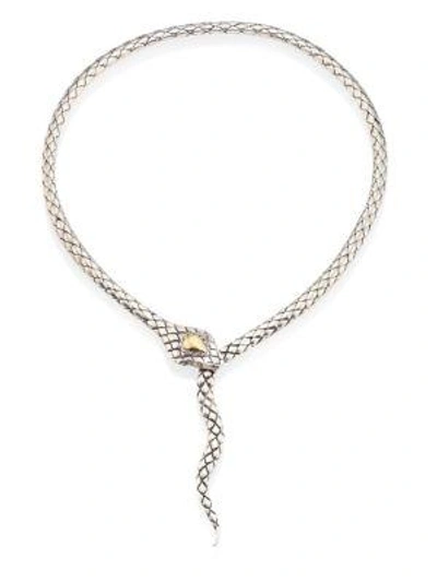 John Hardy Cobra Sterling Silver & 18k Yellow Gold Necklace In Silver-gold