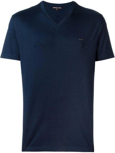 Michael Kors V-neck T-shirt In Blue