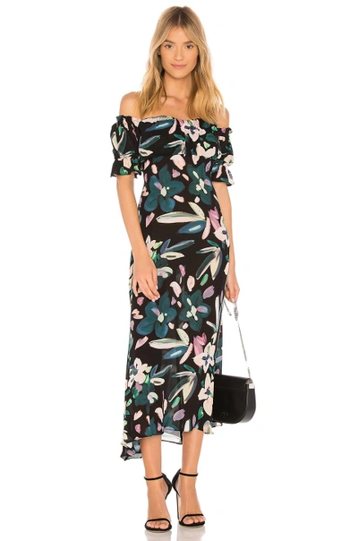 Stone Cold Fox Flores Off The Shoulder Midi Dress In Black