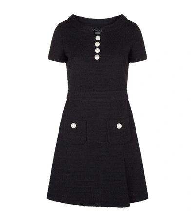 Boutique Moschino Black Button-embellished Tweed Dress