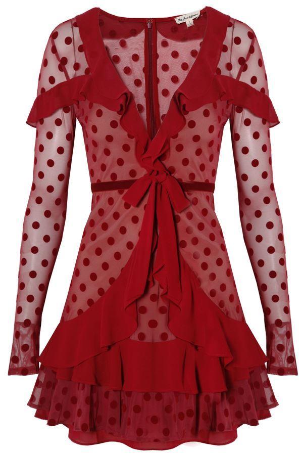For Love & Lemons Dotty Mini Dress Berry Dot | ModeSens