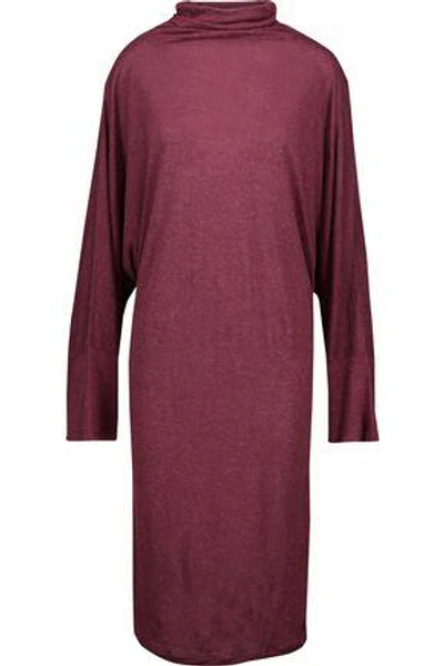 Iro Woman Jersey Turtleneck Sweater Dress Burgundy In Claret
