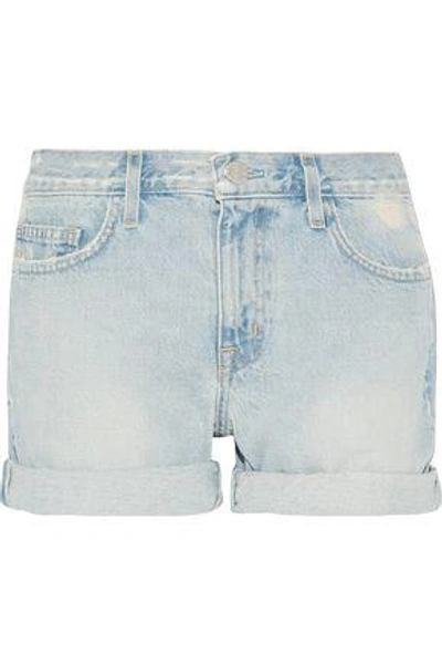 Current Elliott Woman The Boyfriend Distressed Denim Shorts Light Denim