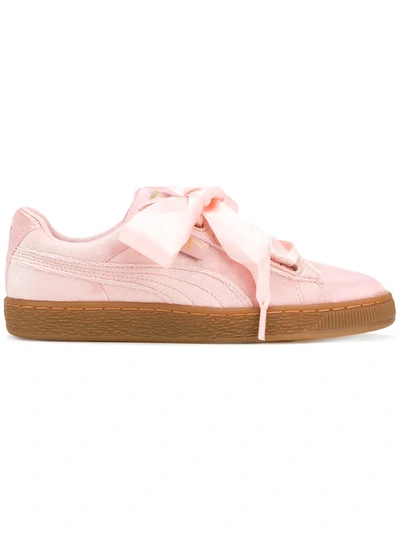 Puma Basket Heart Sneakers In Pink Velvet - Pink