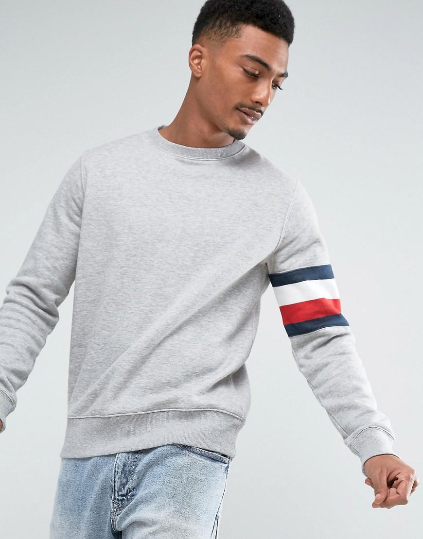 Tommy Hilfiger Brody Sweater With Icon Arm Stripe Detail In Gray - Gray ...