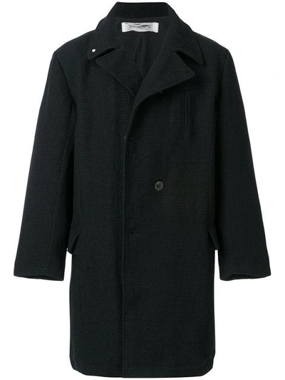 Individual Sentiments Oversized Double Breasted Coat In Black