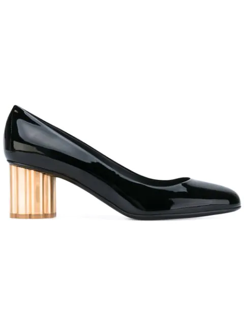 salvatore ferragamo flower heel pumps