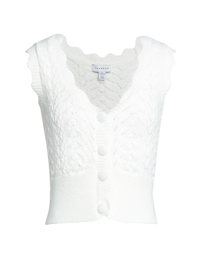 Topshop Knit Pretty Sleeveless Cardigan In Ivory-neutral