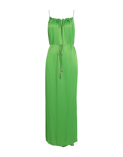 Other Stories &  Volume Maxi Cami Dress With Braided Belt In Crinkle Satin-green