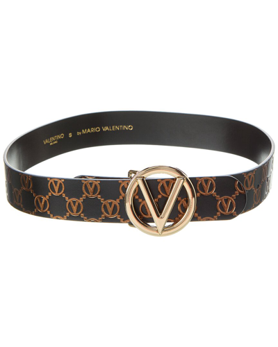 Valentino By Mario Valentino Giusy Monogram Leather Belt In Black