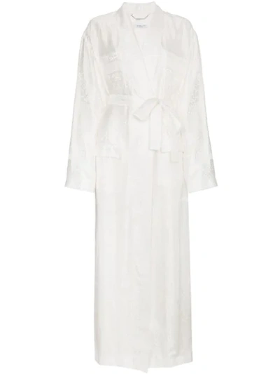 Givenchy Belted Satin-jacquard Robe In White