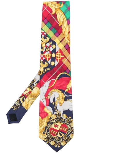 Pre-owned Versace 1990s Graphic-print Silk Tie In Red