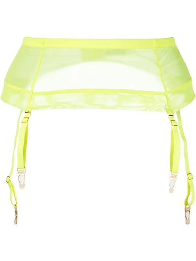 Maison Close Corps À Corps Sheer Suspender Belt In Yellow