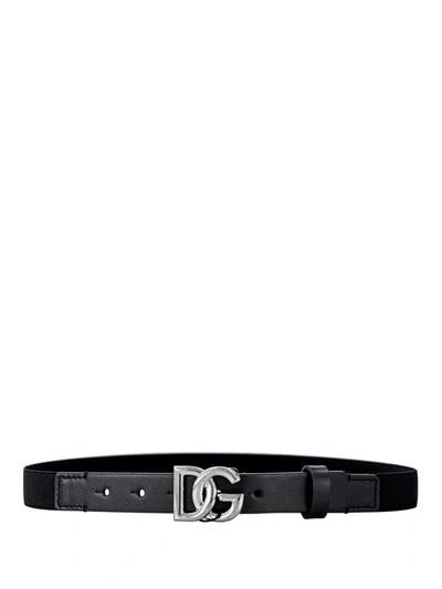 Dolce & Gabbana Kids' Boys Black Dg Logo Belt